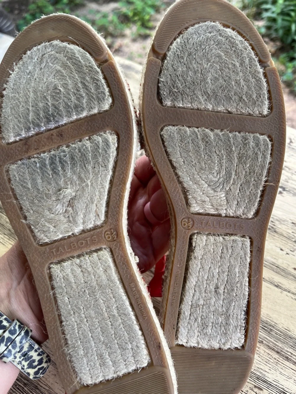 Talbots Coral and Cream Striped Espadrille Sandals